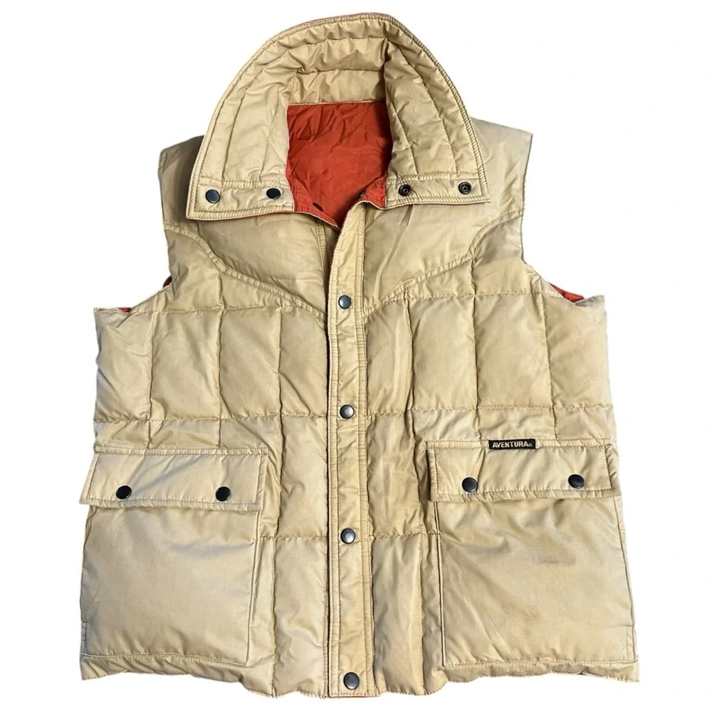 Vintage Aventura Down Feather Duck Reversible Puff Vest Men's Sz M
